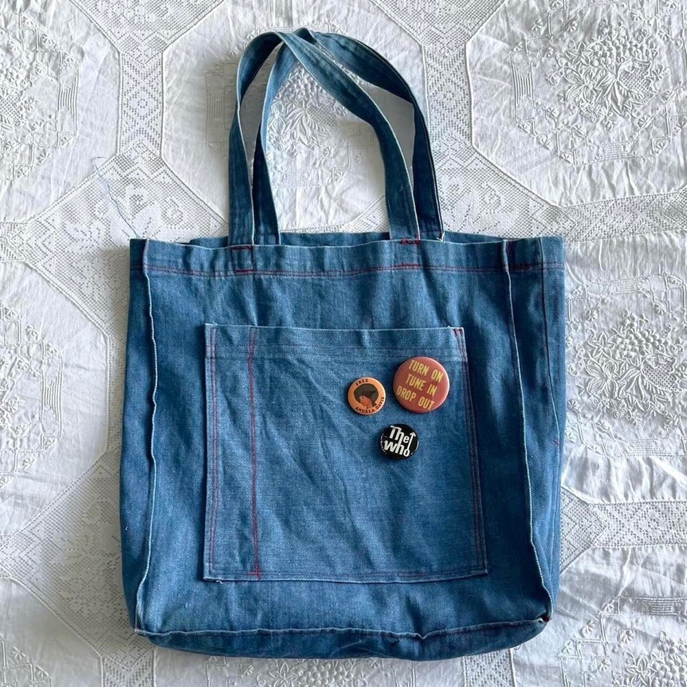 Vintage 70s Handmade Denim Tote Bag